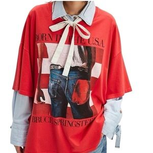 DAYDREAMER Bruce Springsteen AMERICANA Red Tee, One Size, New w/o Tag MSRP $92